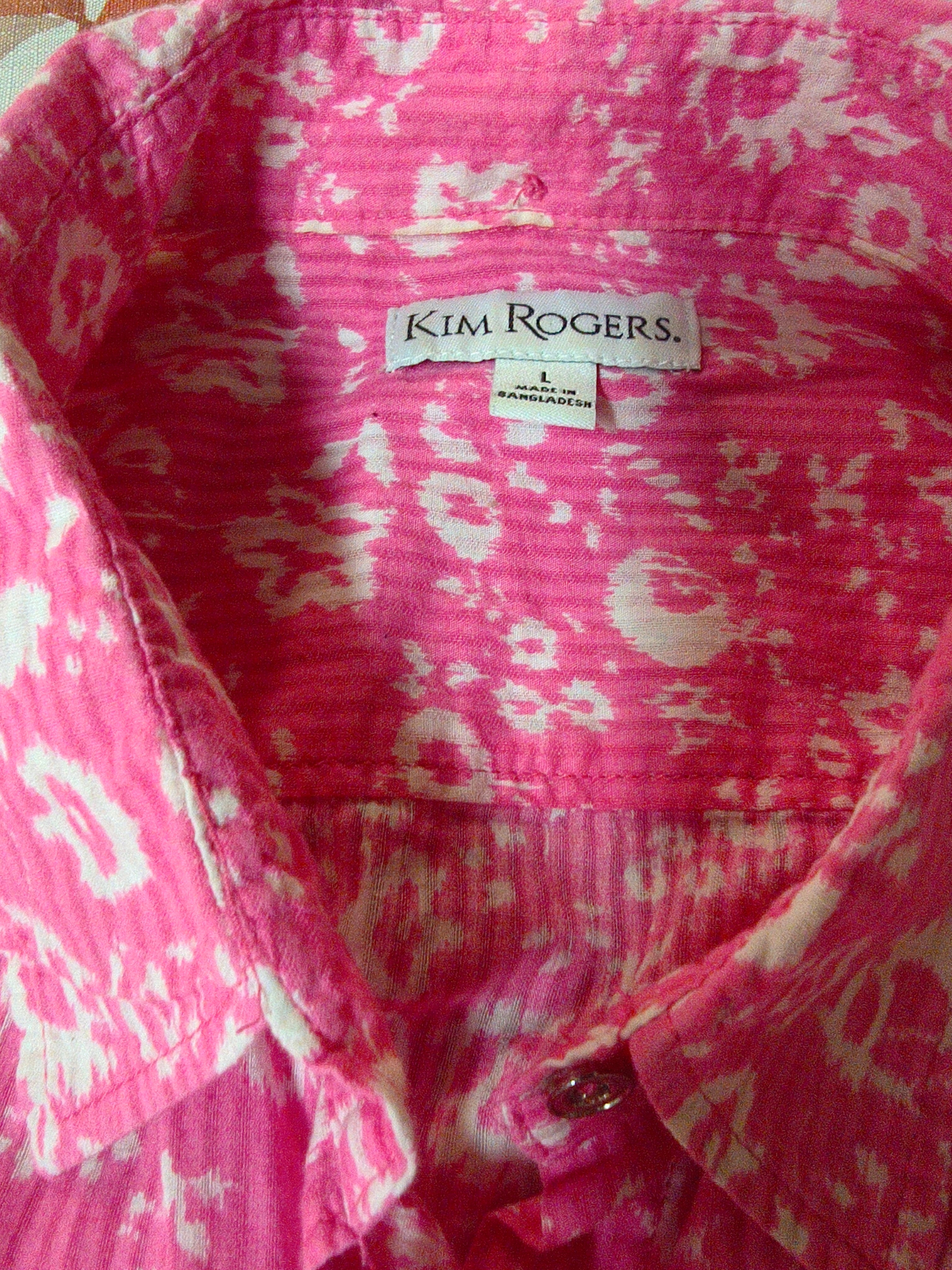 Ladies large kim rogers button up shirt